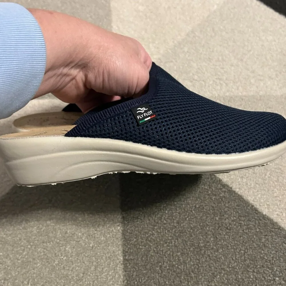 Fly Flot Clogs Mules Slip On Navy‎ Mesh Women's Size: 39 (US Size 8) - Picture 2 of 12